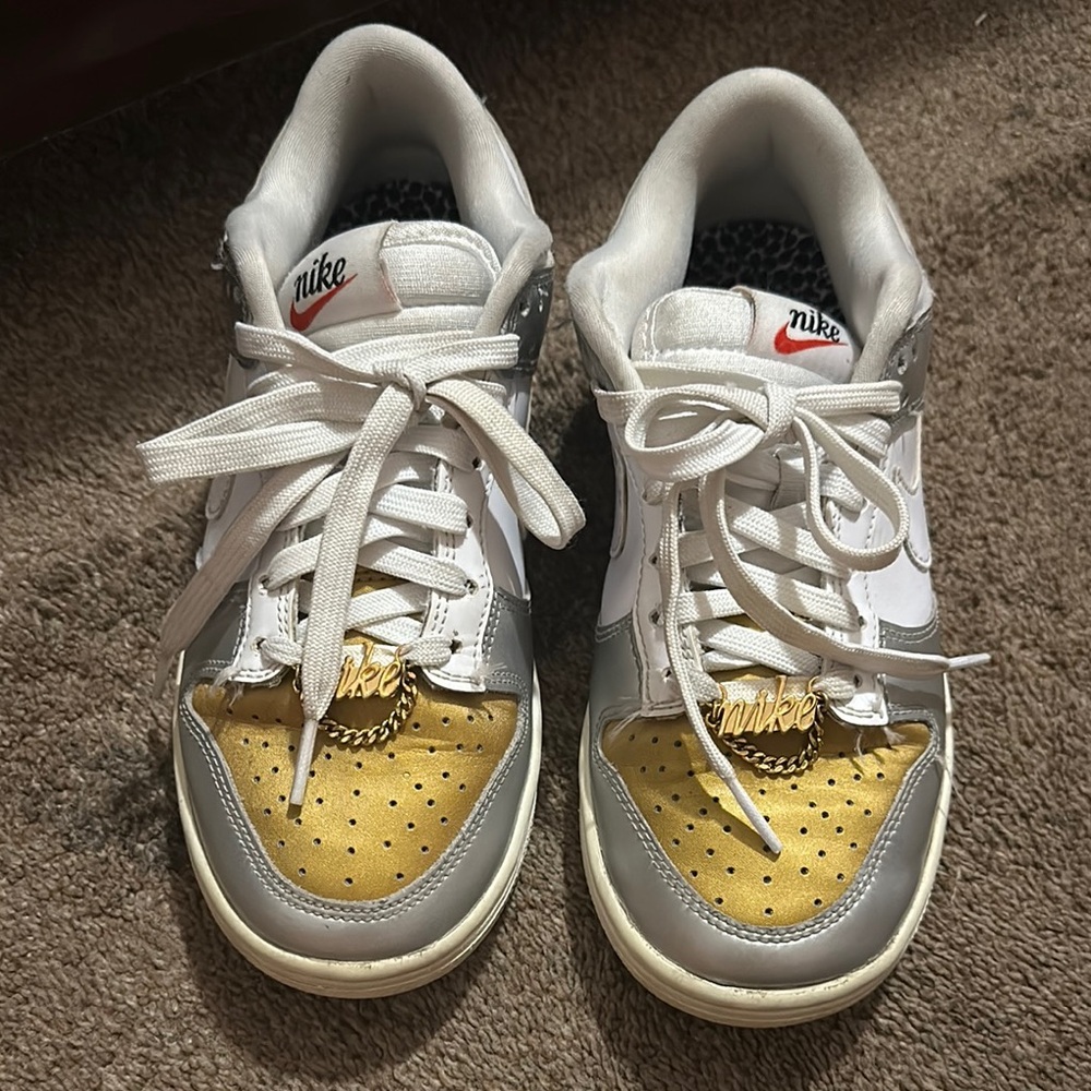 Nike women’s dunk low- Gold and Silver